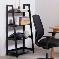 Wabash Wooden Bookcase With 4 Shelves In Black - UK