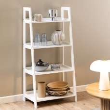 Wabash Wooden Bookcase With 4 Shelves In White - UK