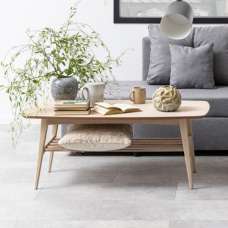 Wabeno Wooden Coffee Table With Undershelf In White Oak - UK