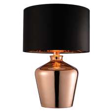 Waldorf Black Fabric Table Lamp In Copper Glass Base - UK