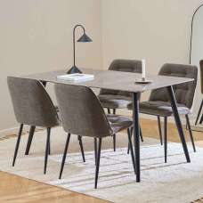 Waldorf Grey Ceramic Dining Table With 4 Bethel Chairs In Taupe - UK