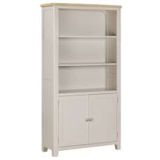 Waldorf Wooden Bookcase With 2 Doors In Oak And White - UK