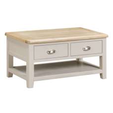 Waldorf Wooden Coffee Table With 2 Drawers - Oyster Grey - UK