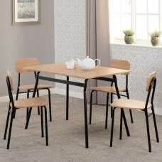 Waldorf Wooden Dining Table With 4 Chairs In Russet Oak And Black - UK