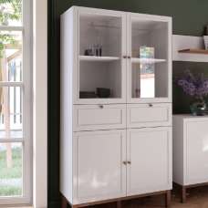 Waldorf Wooden Display Cabinet With 2 Drawers In Light Grey Oak - UK