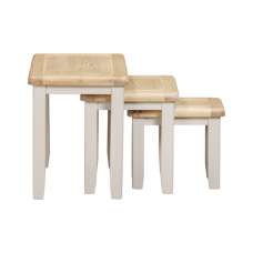 Waldorf Wooden Nest of 3 Tables In Oak And White - UK
