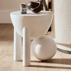 Walhalla Wooden Side Table In White - UK