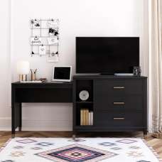 Waller 3 In 1 Wooden TV Stand With 3 Drawers In Black - UK