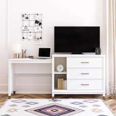 Waller 3 In 1 Wooden TV Stand With 3 Drawers In White - UK
