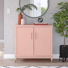 Waller Wooden Storage Cabinet With 2 Doors In Pale Pink - UK