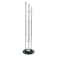 Wallingford Metal Coat Stand In Chrome With Black Glass Base - UK