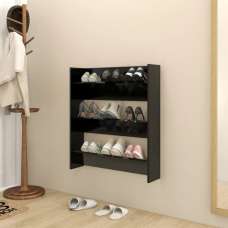 Walpi Wooden Wall Shoe Storage Rack In Black - UK