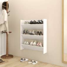 Walpi Wooden Wall Shoe Storage Rack In White - UK