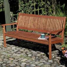 Walsall Wooden Garden 3 Seater Bench In Natural - UK