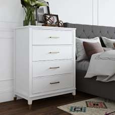 Wantagh Wooden Chest Of 4 Drawers In White - UK