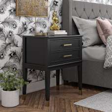 Wantagh Wooden End Table With 2 Drawers In Black - UK
