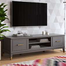 Wantagh Wooden TV Stand With 2 Doors In Graphite Grey - UK