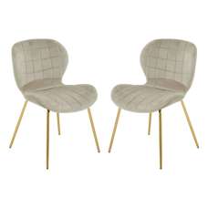 Warden Mink Velvet Dining Chairs With Gold Legs In A Pair - UK