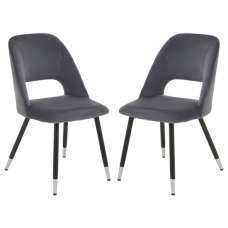 Warns Grey Velvet Dining Chairs With Silver Foottips In A Pair - UK