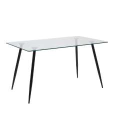 Warren Clear Glass Dining Table Rectangular With Black Legs - UK