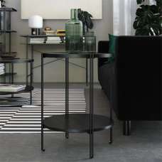 Warren Glass Round Side Table In Black - UK