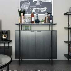 Warren Wooden Bar Cabinet With 2 Doors In Black - UK
