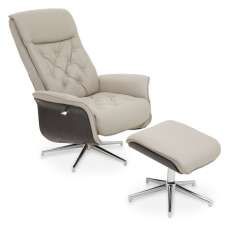 Warrens Leather Effect Recliner Chair With Footstool In Mink - UK