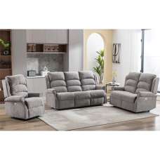 Warth Electric Fabric Recliner Sofa Suite In Latte - UK