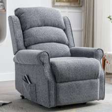 Warth Fabric Electric Dual Motor Recliner Chair In Steel Blue - UK