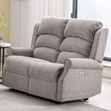 Warth Fabric Electric Recliner 2 Seater Sofa In Natural - UK
