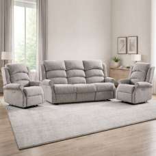 Warth Fabric Electric Recliner 3+1+1 Seater Sofa Set - Natural - UK