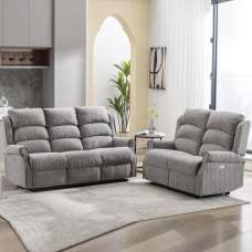 Warth Fabric Electric Recliner 3+2 Seater Sofa Set - Latte - UK