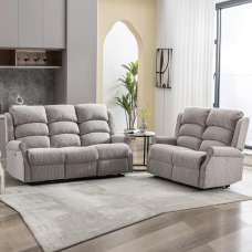 Warth Fabric Electric Recliner 3+2 Seater Sofa Set In Natural - UK