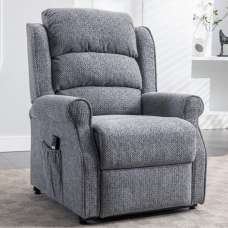 Warth Fabric Electric Single Motor Recliner Chair In Steel Blue - UK