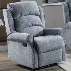 Warth Fabric Recliner 1 Seater Sofa In Steel Blue - UK
