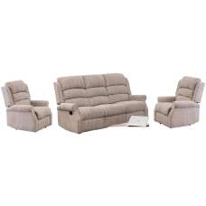 Warth Fabric Recliner 3+1+1 Seater Sofa Set In Natural - UK
