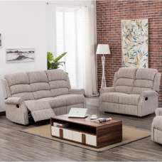Warth Fabric Recliner 3+2 Seater Sofa Set In Natural - UK