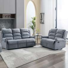 Warth Fabric Recliner 3+2 Seater Sofa Set In Steel Blue - UK