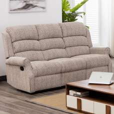 Warth Fabric Recliner 3 Seater Sofa In Natural - UK