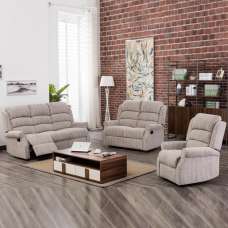Warth Fabric Recliner Sofa Suite In Natural - UK