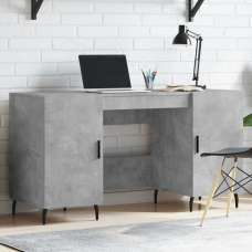 Waterford Wooden Computer Desk With 2 Doors In Concrete Effect - UK