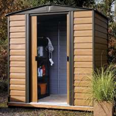 Watten Metal Garden Shed In Oak And Black 6x5 - UK