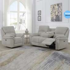 Wauchula Fabric Electric Recliner 3+1+1 Seater Sofa Set - Beige - UK