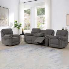 Wauchula Fabric Electric Recliner 3+1+1 Seater Sofa Set - Stone - UK