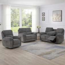 Wauchula Fabric Electric Recliner 3+2+1 Seater Sofa Set - Stone - UK