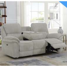 Wauchula Fabric Electric Recliner 3 Seater Sofa - Beige - UK