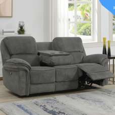 Wauchula Fabric Electric Recliner 3 Seater Sofa - Stone - UK