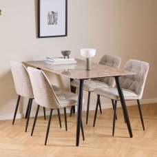 Waukee Ceramic Dining Table With 4 Chairs - Brown And Beige - UK