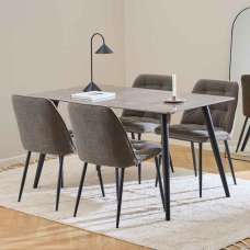 Waukee Ceramic Dining Table With 4 Chairs - Brown And Taupe - UK