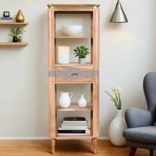 Wayne Wooden Bookcase With 1 Drawer In Natural And Grey - UK